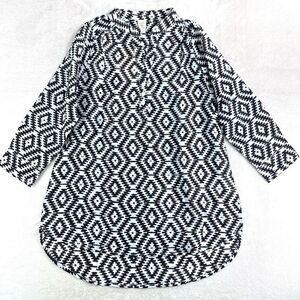 NEW YALA Blouse Organic‎ Cotton Women’s XS Black and White Geometric